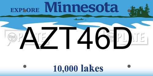 AZT46D Minnesota License Plate