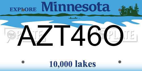 AZT46O Minnesota License Plate