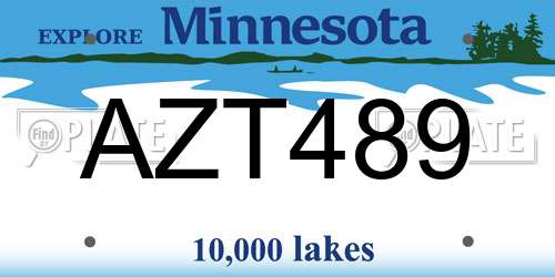 AZT489 Minnesota License Plate