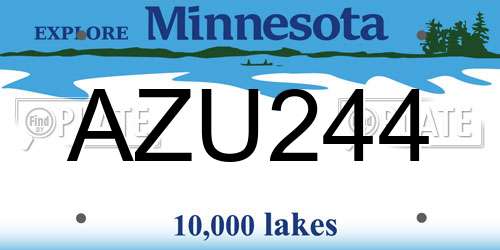 AZU244 Minnesota License Plate