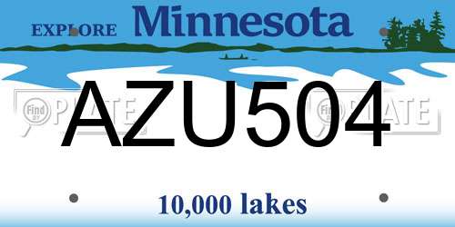 AZU504 Minnesota License Plate