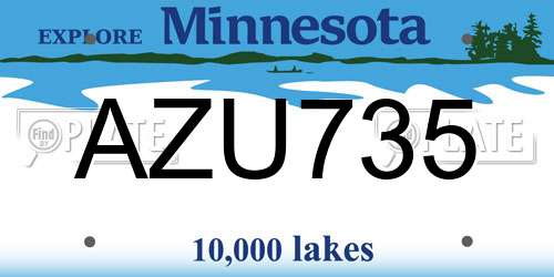 AZU735 Minnesota License Plate