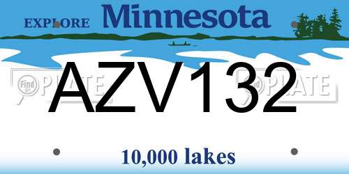 AZV132 Minnesota License Plate