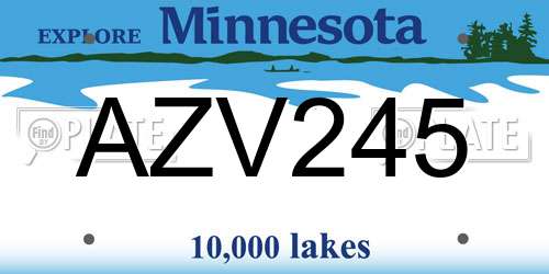 AZV245 Minnesota License Plate