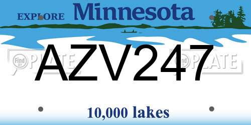 AZV247 Minnesota License Plate