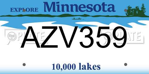 AZV359 Minnesota License Plate