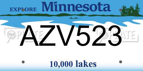 AZV523 Minnesota License Plate