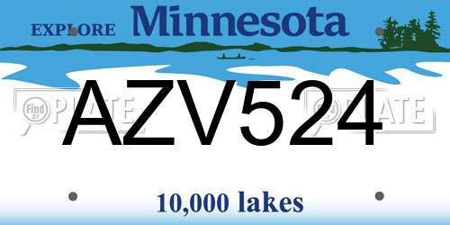 AZV524 Minnesota License Plate