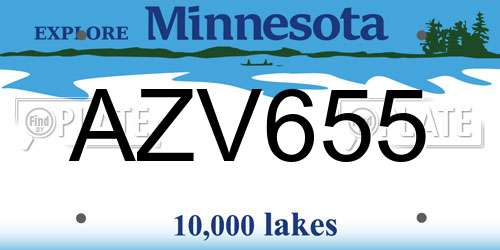 AZV655 Minnesota License Plate