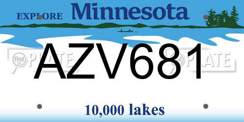 AZV681 Minnesota License Plate