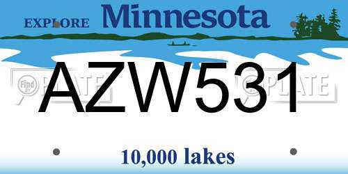 AZW531 Minnesota License Plate