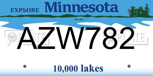 AZW782 Minnesota License Plate
