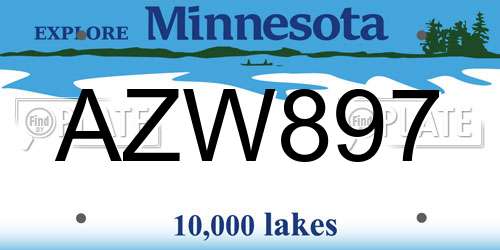 AZW897 Minnesota License Plate