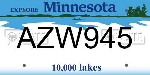 AZW945 Minnesota License Plate