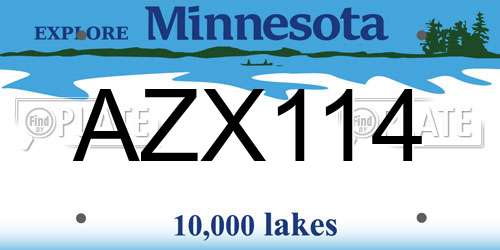 AZX114 Minnesota License Plate