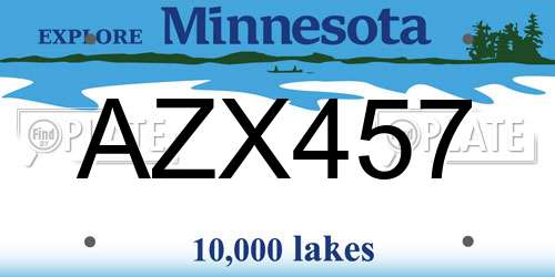 AZX457 Minnesota License Plate