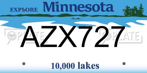 AZX727 Minnesota License Plate