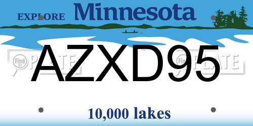 AZXD95 Minnesota License Plate
