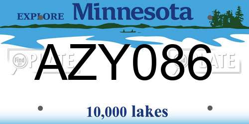 AZY086 Minnesota License Plate