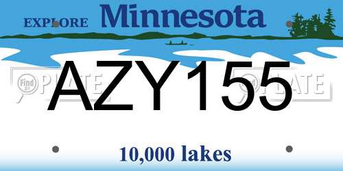 AZY155 Minnesota License Plate
