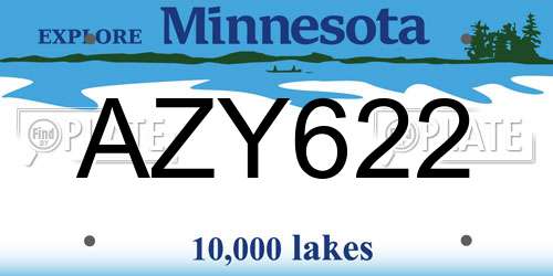 AZY622 Minnesota License Plate