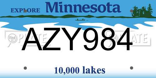 AZY984 Minnesota License Plate