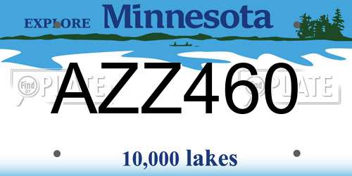 AZZ460 Minnesota License Plate