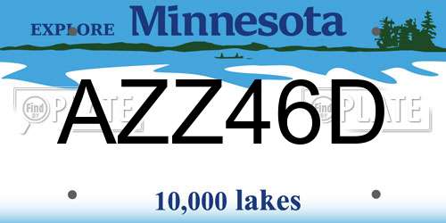AZZ46D Minnesota License Plate
