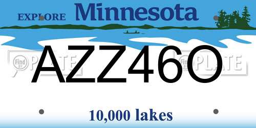 AZZ46O Minnesota License Plate
