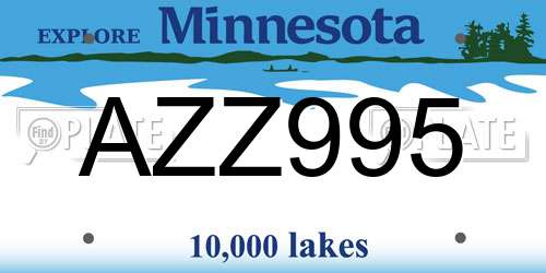 AZZ995 Minnesota License Plate