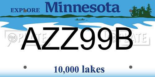AZZ99B Minnesota License Plate