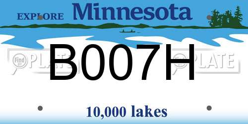 B007H Minnesota License Plate
