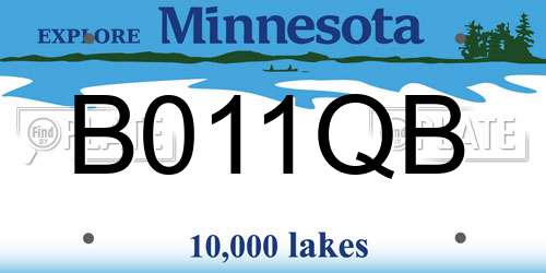 B011QB Minnesota License Plate