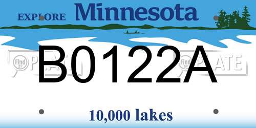 B0122A Minnesota License Plate