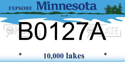 B0127A Minnesota License Plate