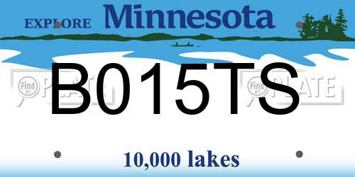 B015TS Minnesota License Plate