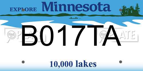 B017TA Minnesota License Plate