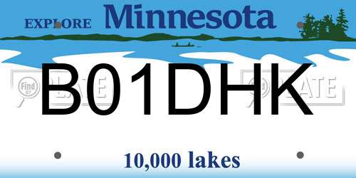 B01DHK Minnesota License Plate