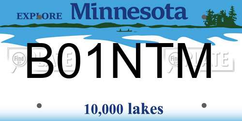 B01NTM Minnesota License Plate