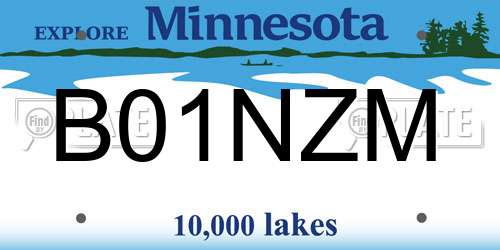 B01NZM Minnesota License Plate