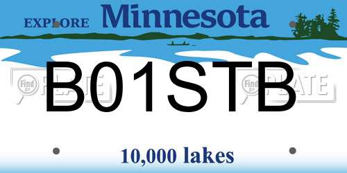 B01STB Minnesota License Plate