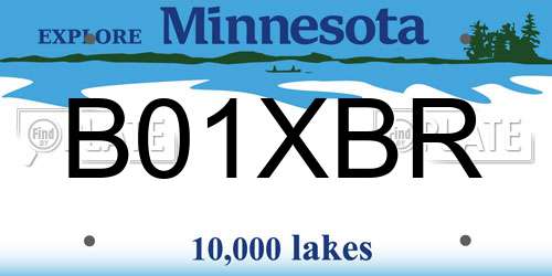 B01XBR Minnesota License Plate