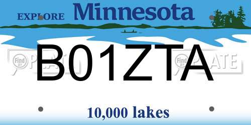 B01ZTA Minnesota License Plate