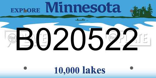 B020522 Minnesota License Plate