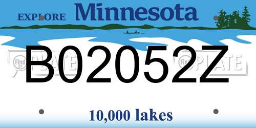 B02052Z Minnesota License Plate