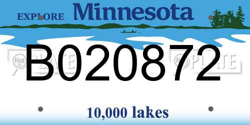 B020872 Minnesota License Plate