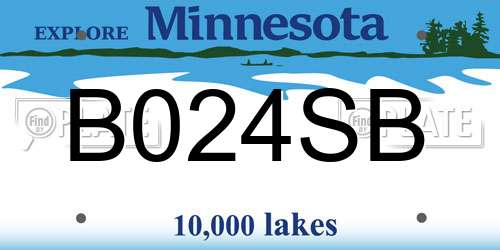 B024SB Minnesota License Plate