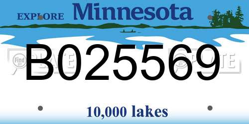 B025569 Minnesota License Plate