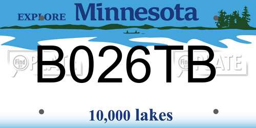B026TB Minnesota License Plate