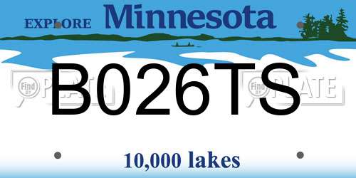 B026TS Minnesota License Plate